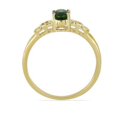 BUY REAL CHROME DIOPSIDE GEMSTONE GOLD PLATED RING IN 925 SILVER
